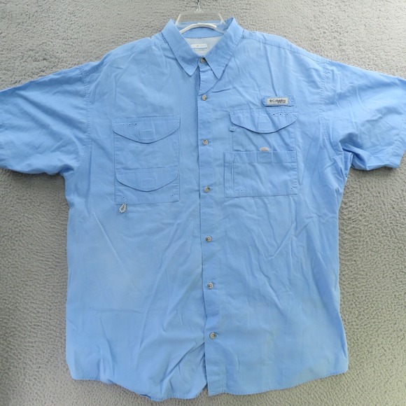 Columbia PFG Shirt Mens XL Blue Vented Short Sleeve Fishing Hiking - Picture 1 of 8